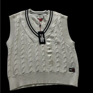 Tommy Hilfiger Women's white  V-Neck Sweater Vest